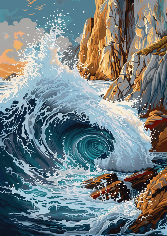 Paint by Numbers Set “Single giant wave crashing” – 50x70 cm – 48 colors