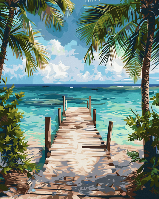 Paint by Numbers Set “Turquoise Ocean Lagoon” – 40x50 cm – 36 Colors