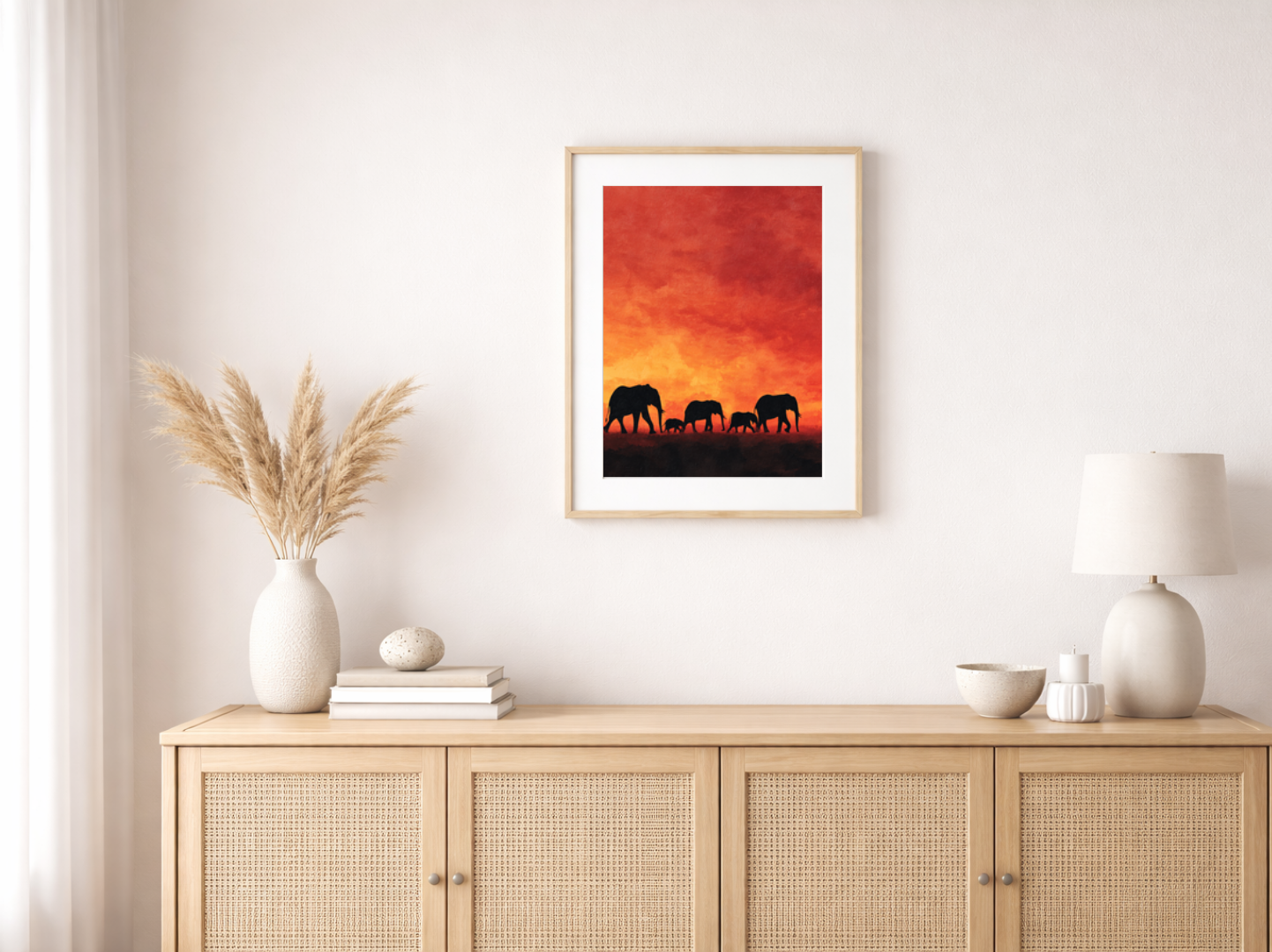 Paint by Numbers – Elephant Family at Sunset