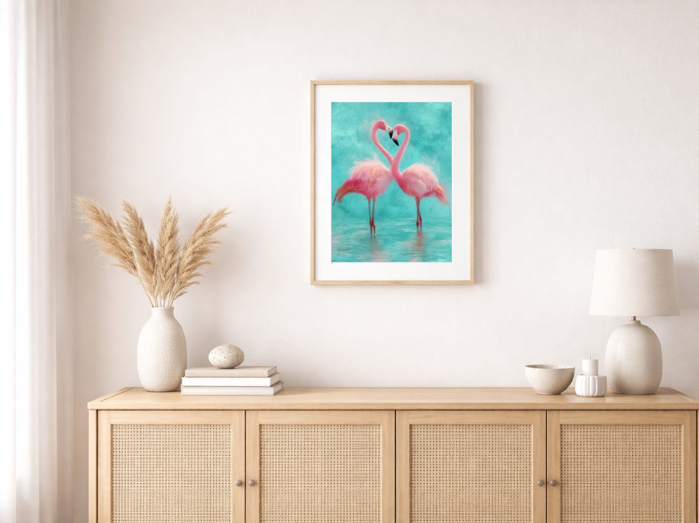Paint by numbers – Flamingos in turquoise water