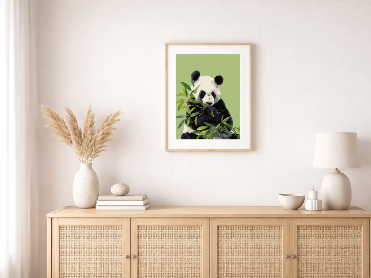 Paint by numbers – Panda bear feasting on bamboo