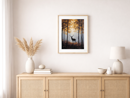 Paint by numbers – large stag with antlers standing in a misty autumn forest