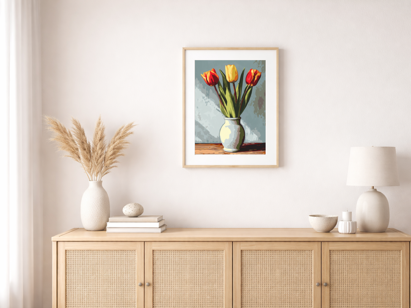 Paint by Numbers Set "Vase with Five Flowers" - Unframed cm - 36 Colors