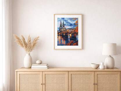 Paint by Numbers Set “Cologne Cathedral next to Bridge” – 40x50 cm – 36 Colors