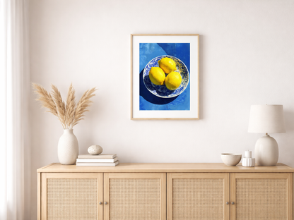 Paint by numbers – lemons on a blue plate