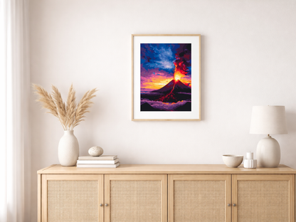 Paint by Numbers Set “Volcano Silhouette Glowing Lava” – 30x40 cm – 24 Colors