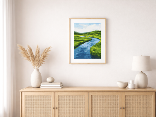 Paint by Numbers Set “Simple Blue River through Meadows” – 30x40 cm – 24 Colors