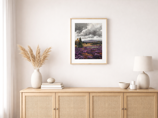 Paint by Numbers Set “Vast Lilac Heath Landscape” – 40x50 cm – 36 Colors