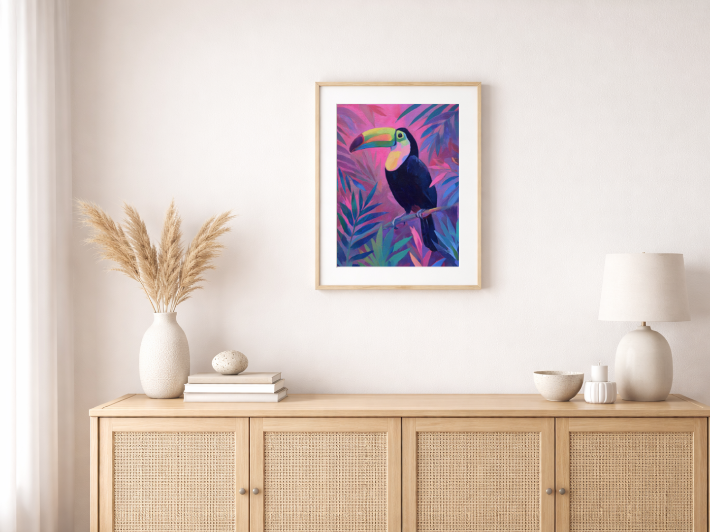 Paint by numbers – Colorful toucan on a branch