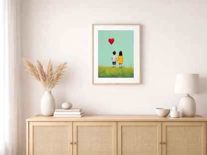 Paint by numbers - children with heart-shaped balloon