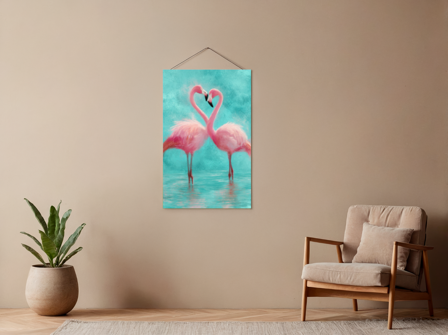 Paint by numbers – Flamingos in turquoise water