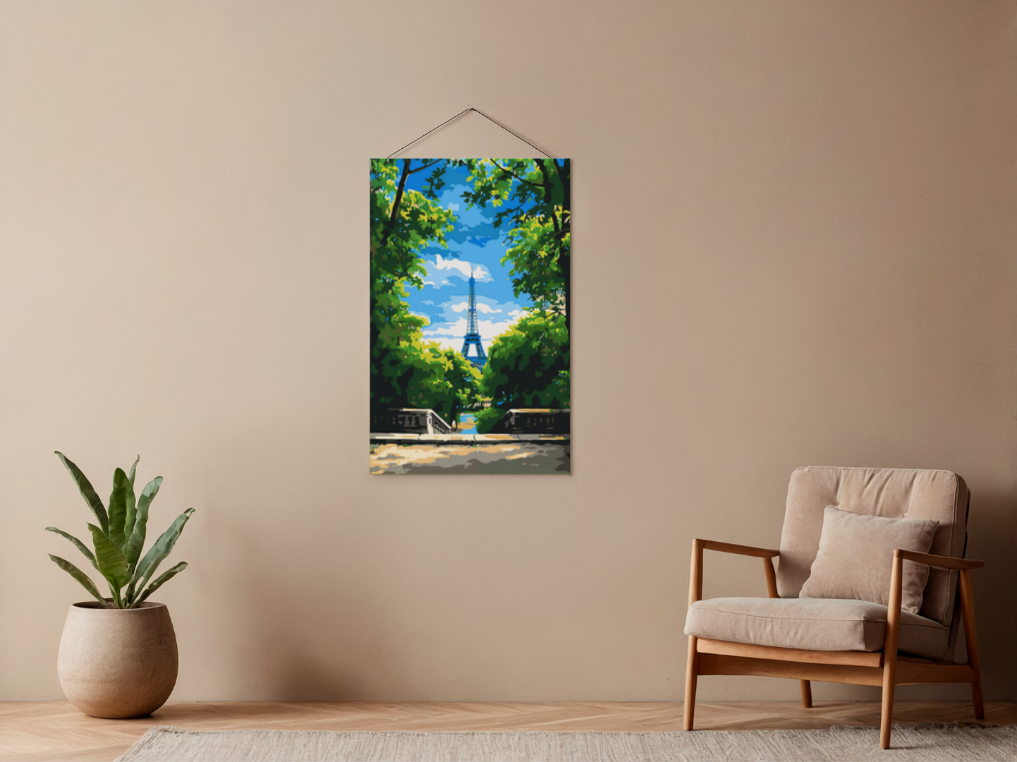 Paint by Numbers Set “Paris Eiffel Tower with Park” – 30x40 cm – 24 Colors