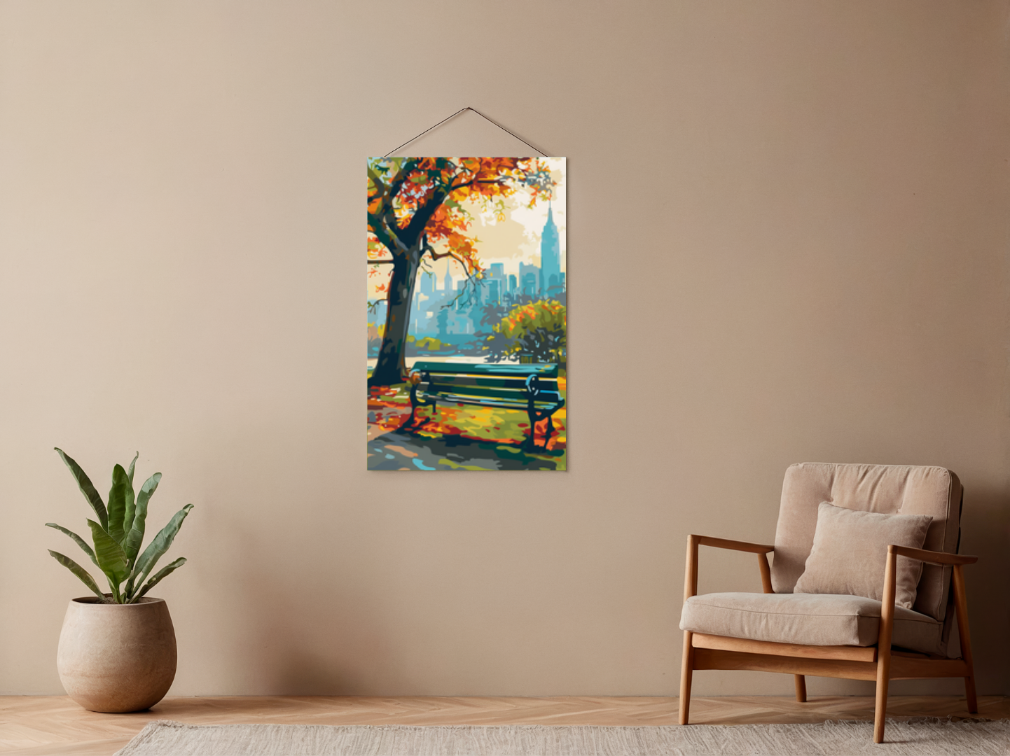 Paint by Numbers Set “Green Park Bench” – 30x40 cm – 24 Colors