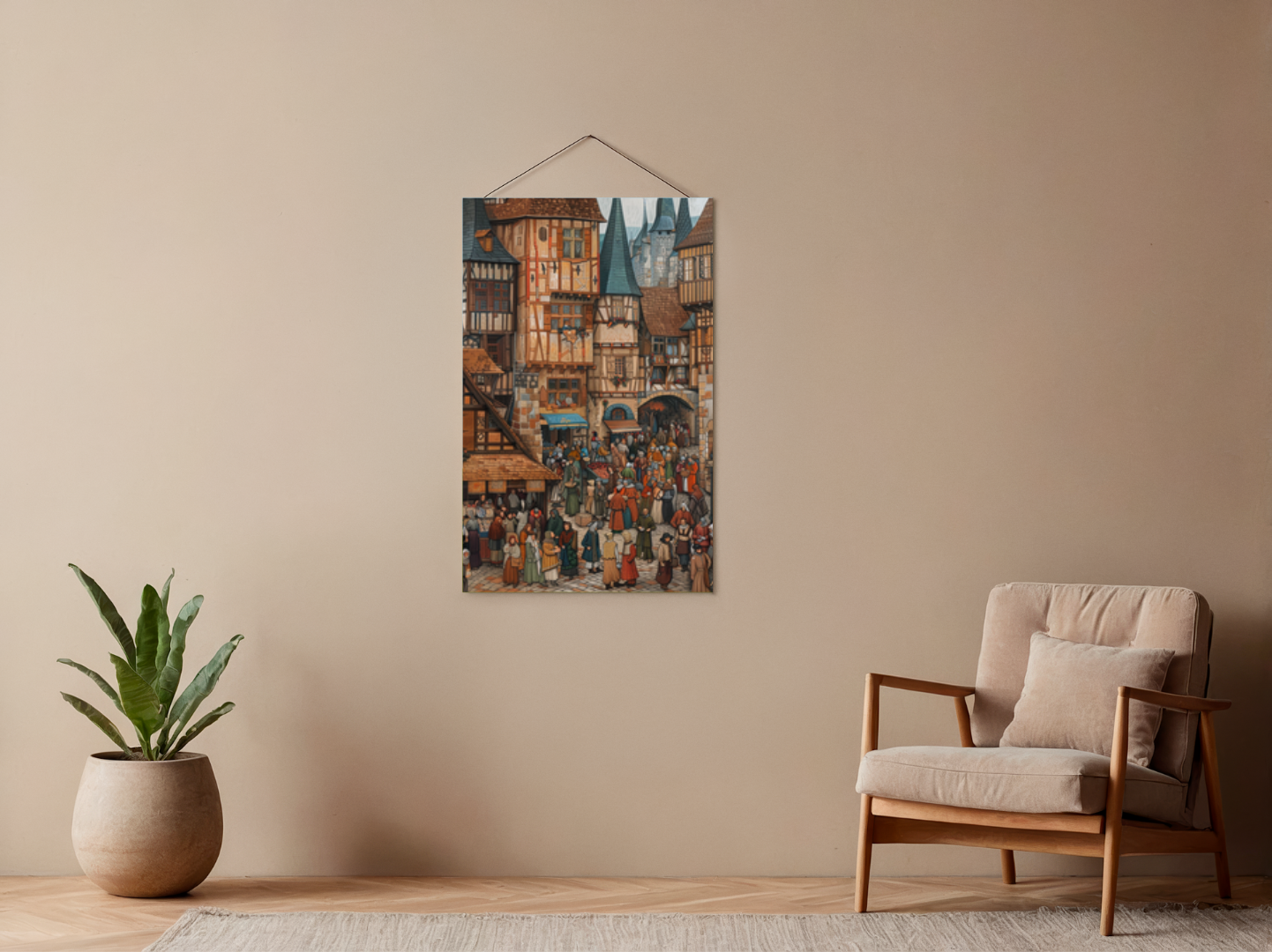Paint by Numbers Set “Medieval Marketplace” – 50x70 cm – 48 Colors