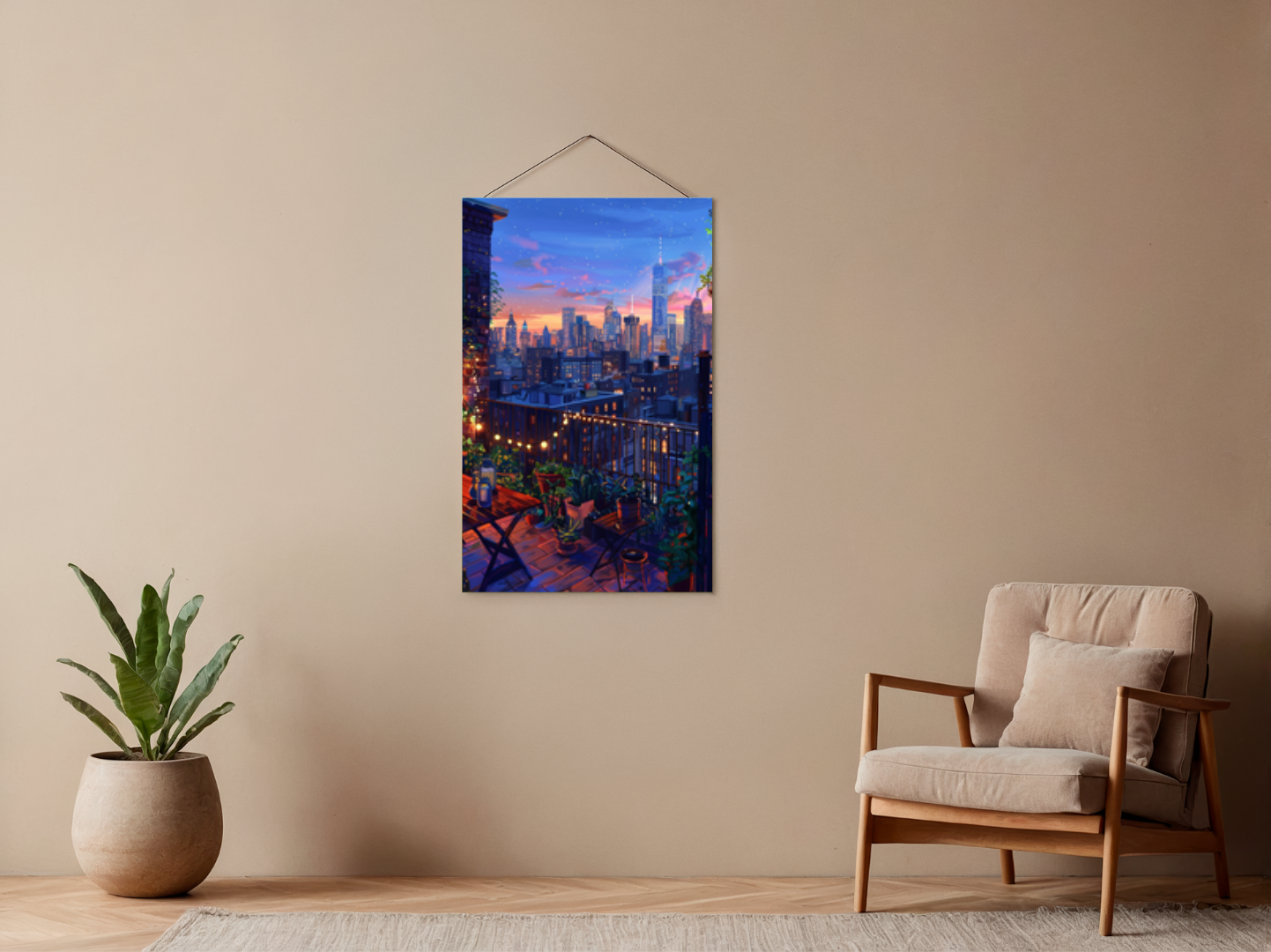 Paint by Numbers Set “Rooftop Terrace City Sea of ​​Lights” – 40x50 cm – 36 Colors