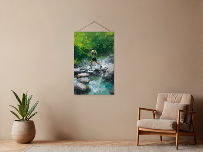 Malen nach Zahlen – Trail Runner am Gebirgsbach