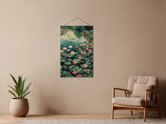 Paint by Numbers Set “Calm pond surface with pink water lilies” – 40x50 cm – 36 colors