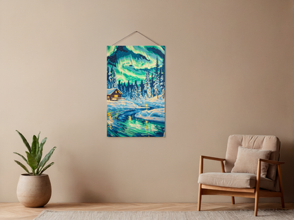 Paint by Numbers Set “Green Aurora Borealis over snowy forest” – 40x50 cm – 36 colors