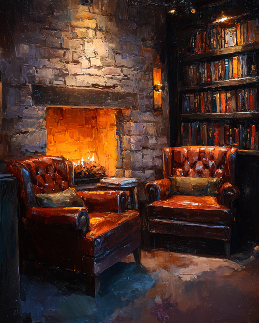 Malen nach Zahlen – Stone Fireplace, Leather