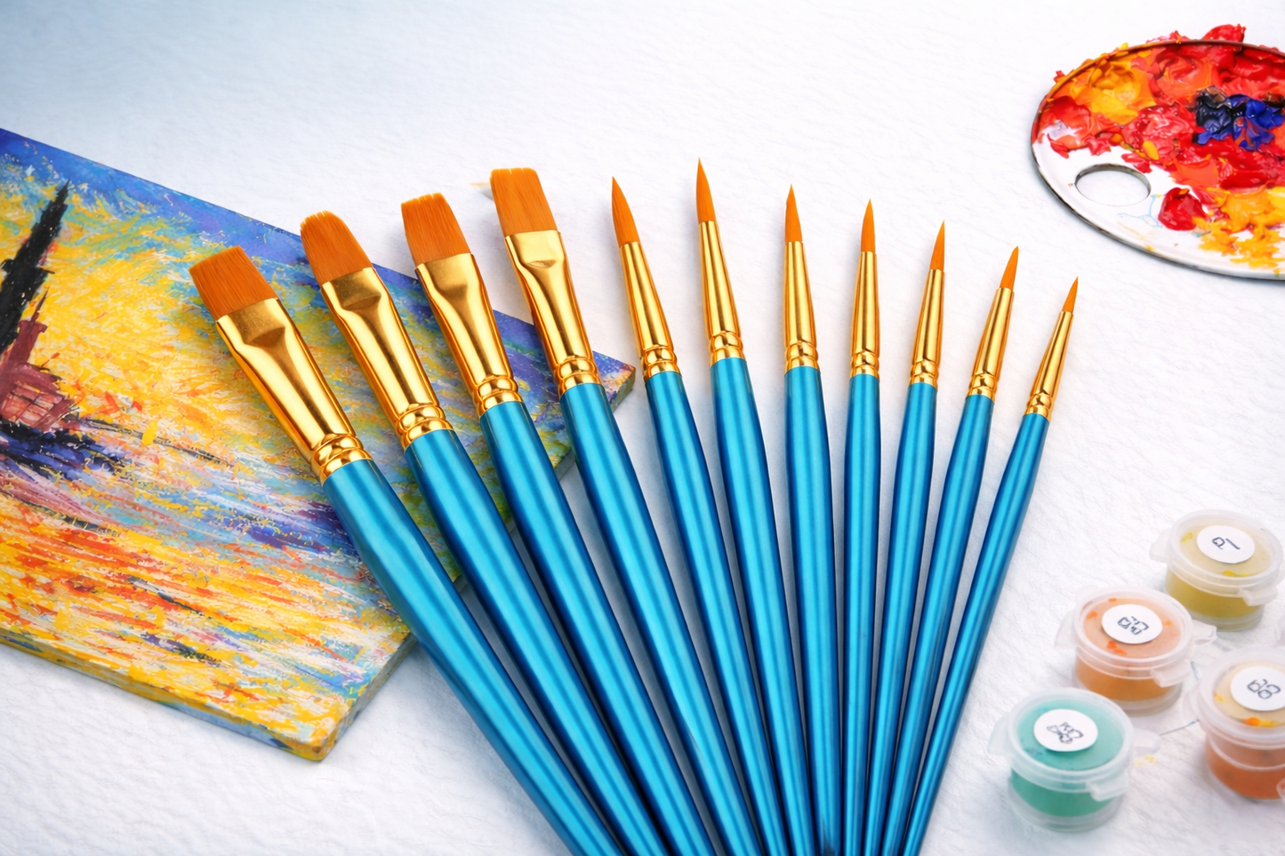 Premium Acrylic Brush Set – 10-piece (various shapes &amp; sizes)