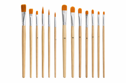 Acrylic Brush Set, 12-piece – Wooden Brushes for Paint by Numbers &amp; Acrylic Painting