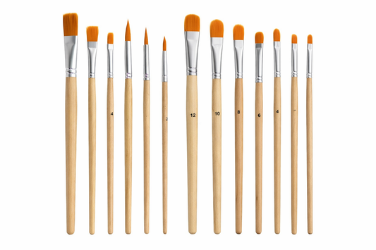 Acrylic Brush Set, 12-piece – Wooden Brushes for Paint by Numbers &amp; Acrylic Painting