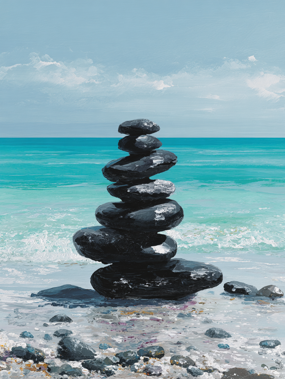 Malen nach Zahlen – Zen Steine am Strand