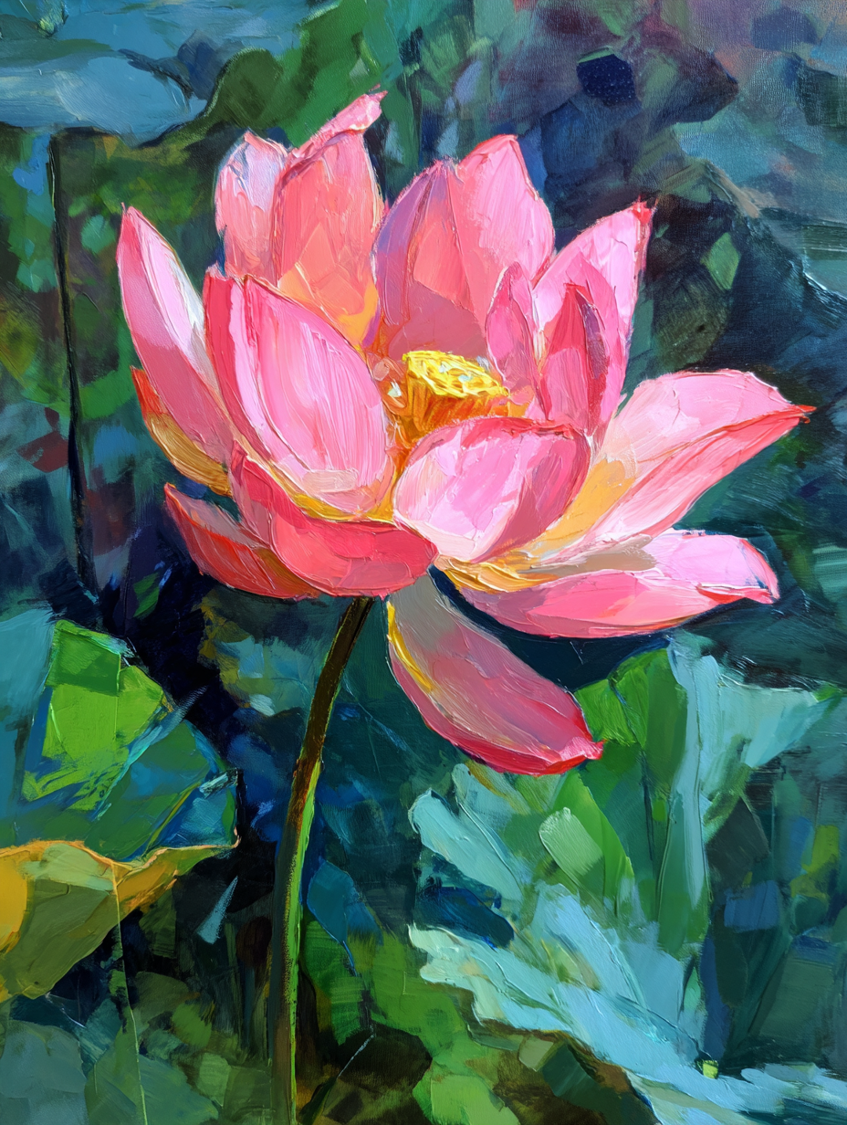 Malen nach Zahlen – Rosa Lotusblüte