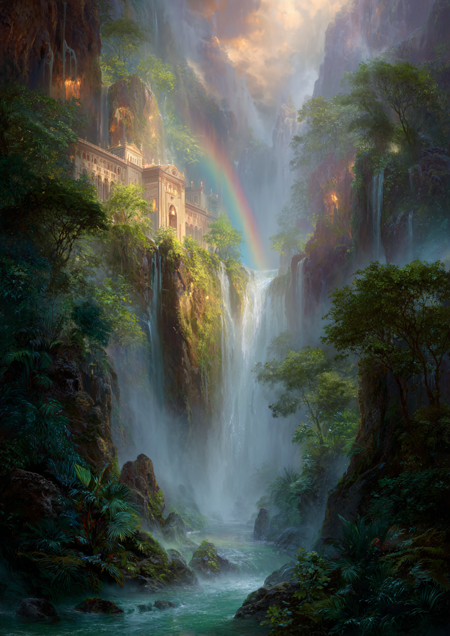 Malen nach Zahlen – Kloster am Wasserfall