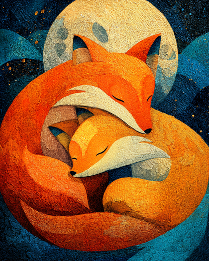 Paint by Numbers - Foxes in Moonlight