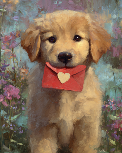 Paint by Numbers - Puppy with Love Letter